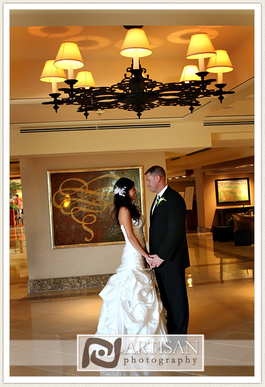bride and groom inside JW Marriott Desert Ridge in Phoenix