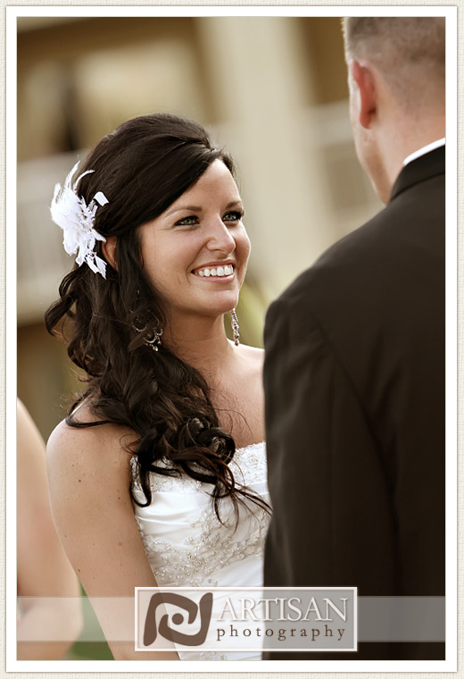 bride looking at groom during ceremony