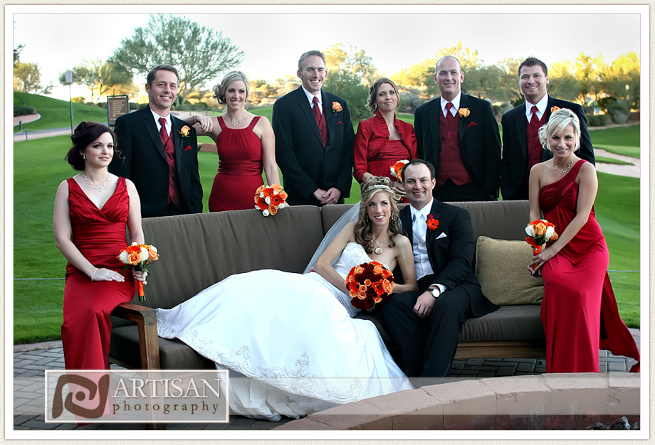 bride and groom picture at the Westin Kierland Resort with the bridal party