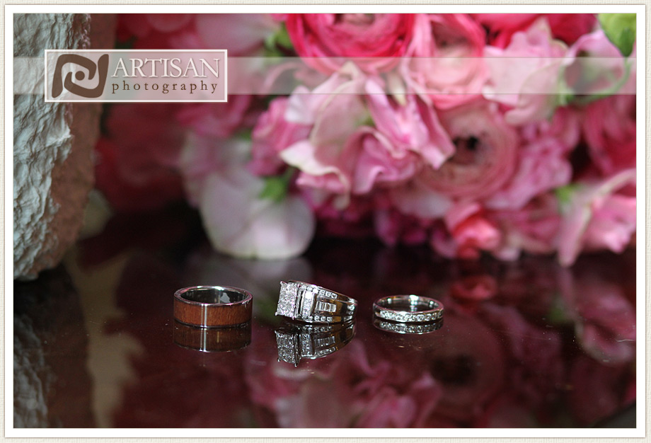 Royal Palms Wedding image of wedding rings with flowers