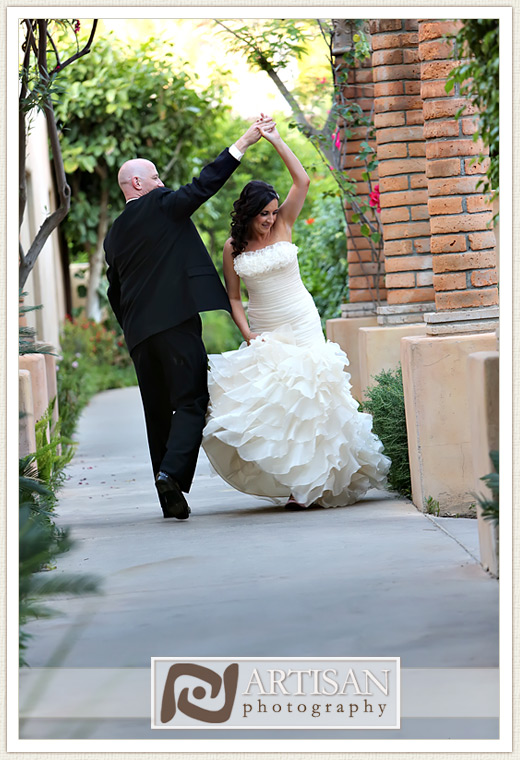 Royal Palms Wedding image of  bride and groom dancing outside