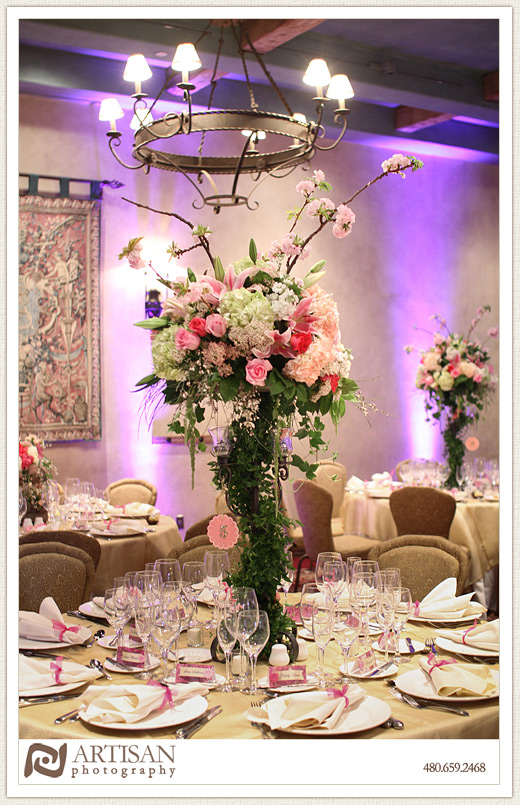 Royal Palms Wedding image of reception room and flowers