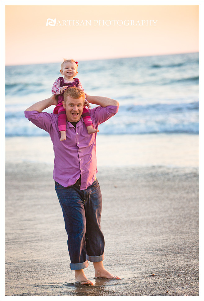 Beautiful photo of father with baby girl on the beach in Carlsbad California