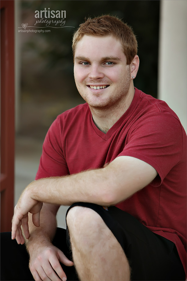 High school senior boy photo close up