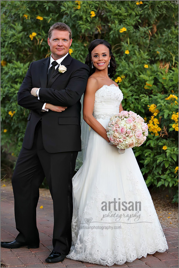 Bride and Groom posing powerful