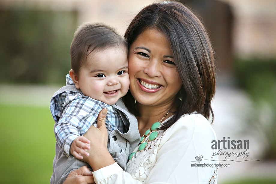 Mother and baby smiling 