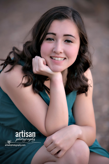 High School Senior photo of girl on a orchard