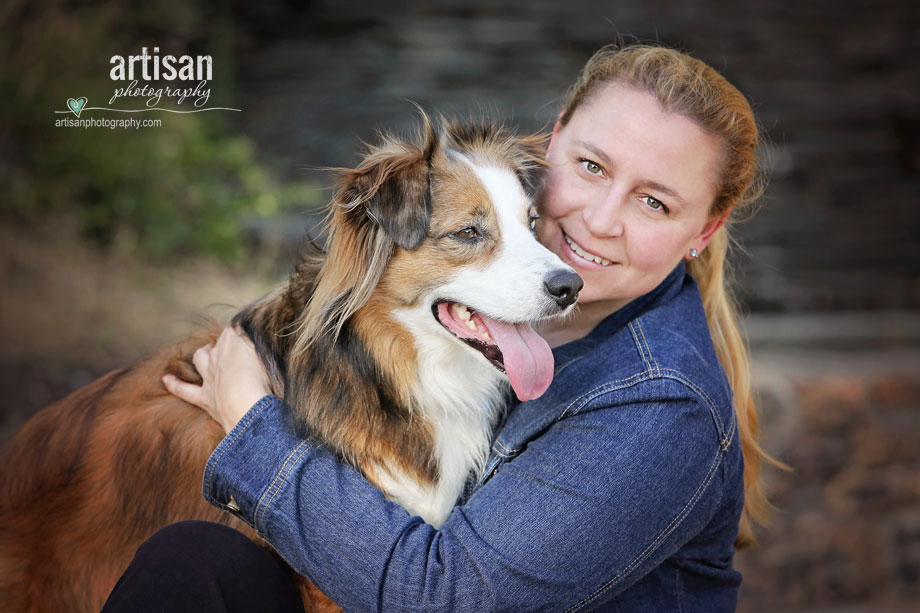 Aussie mix with owner portrait