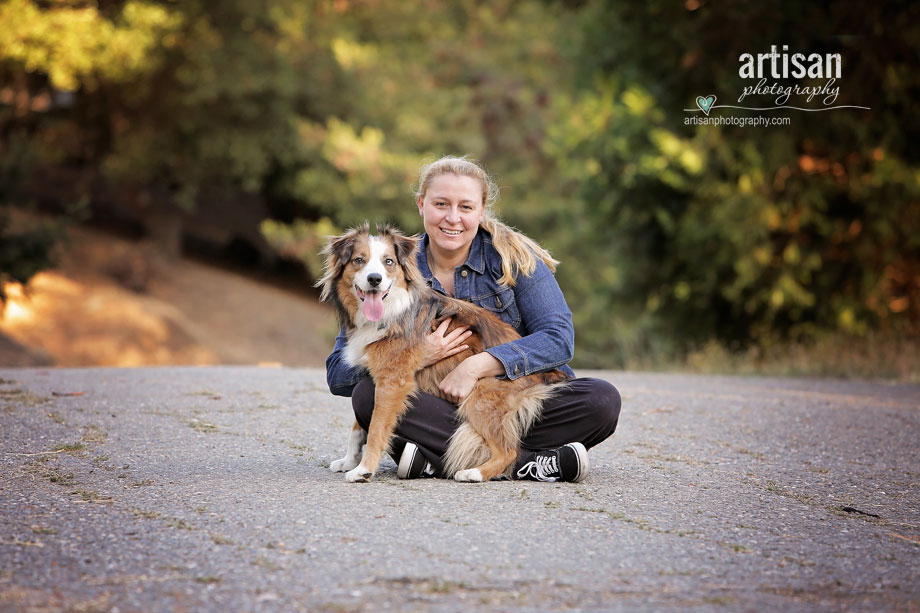 Aussie mix with owner portrait