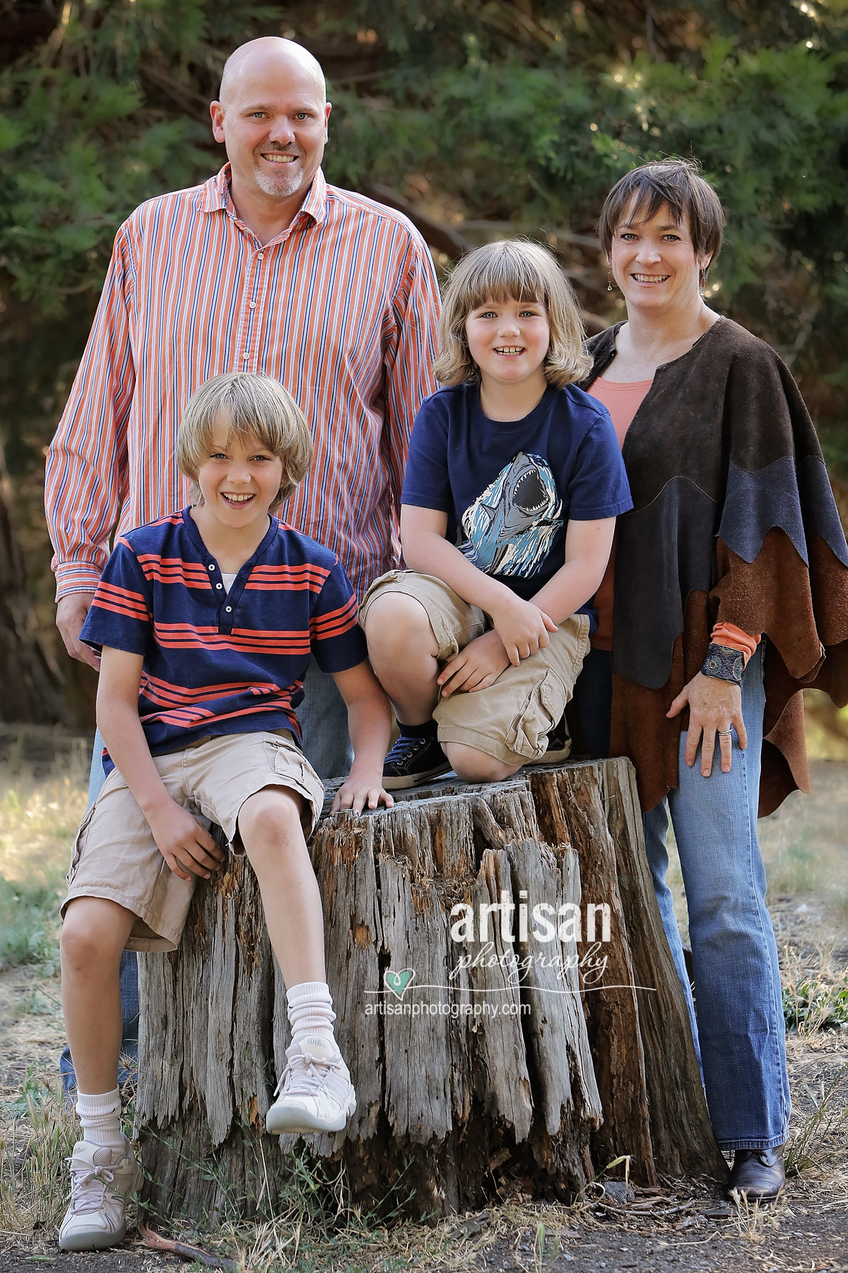 Casual family photos at a park in California