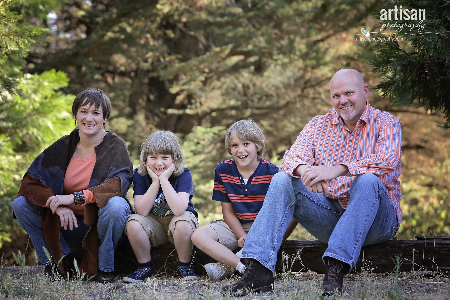 Casual family photos at a park in California