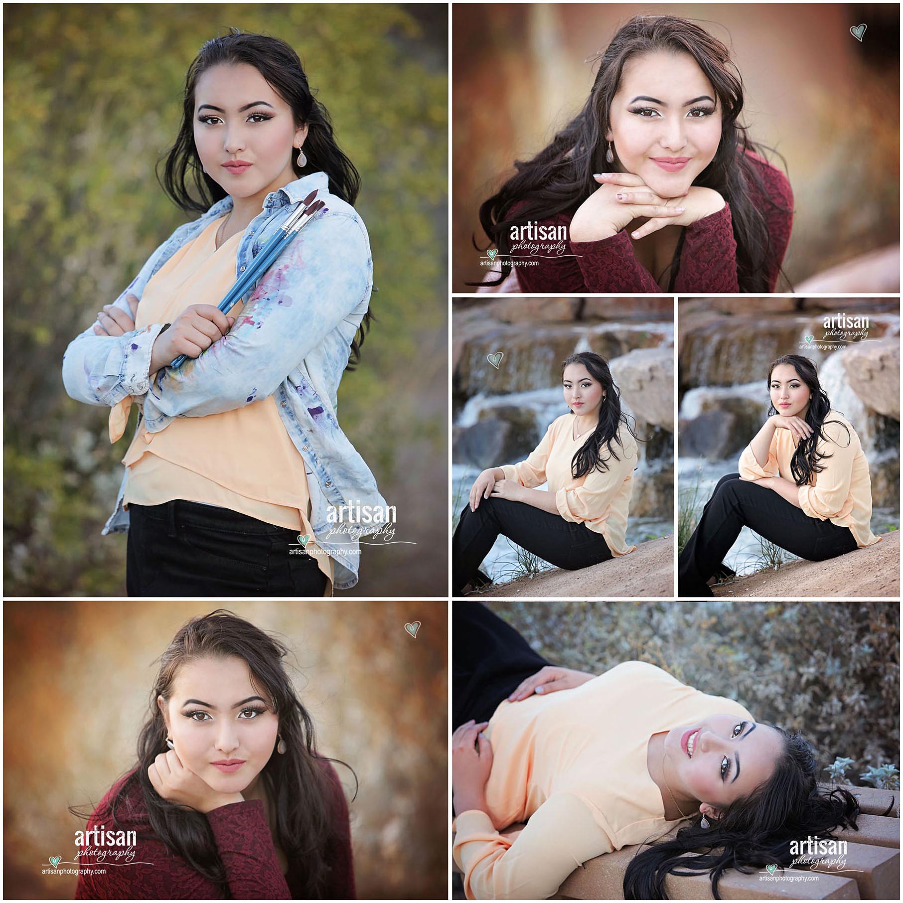 High School Senior photo session outdoor with beautiful waterfalls