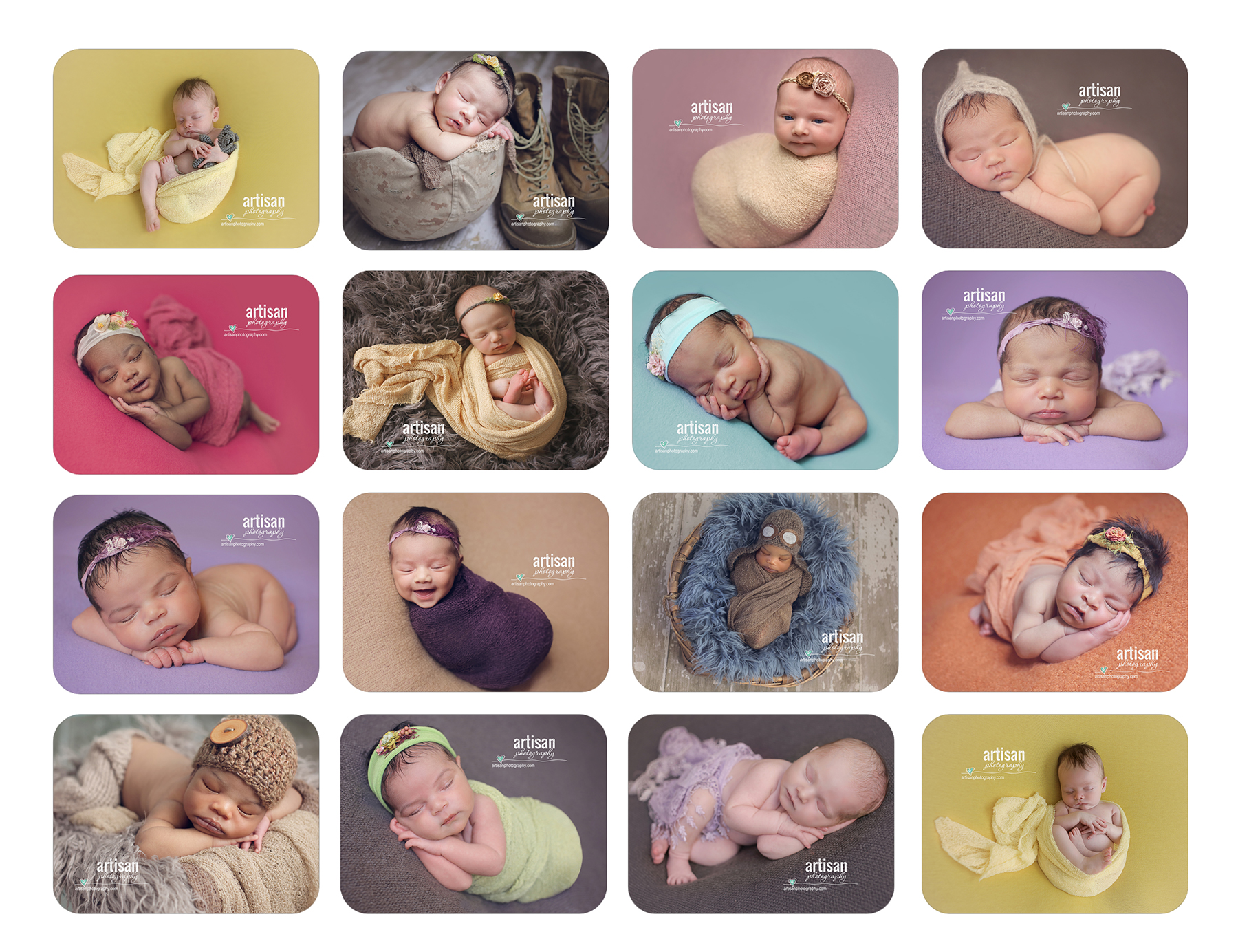 Artisan Photography newborn baby photos, all different poses, Carlsbad photographer