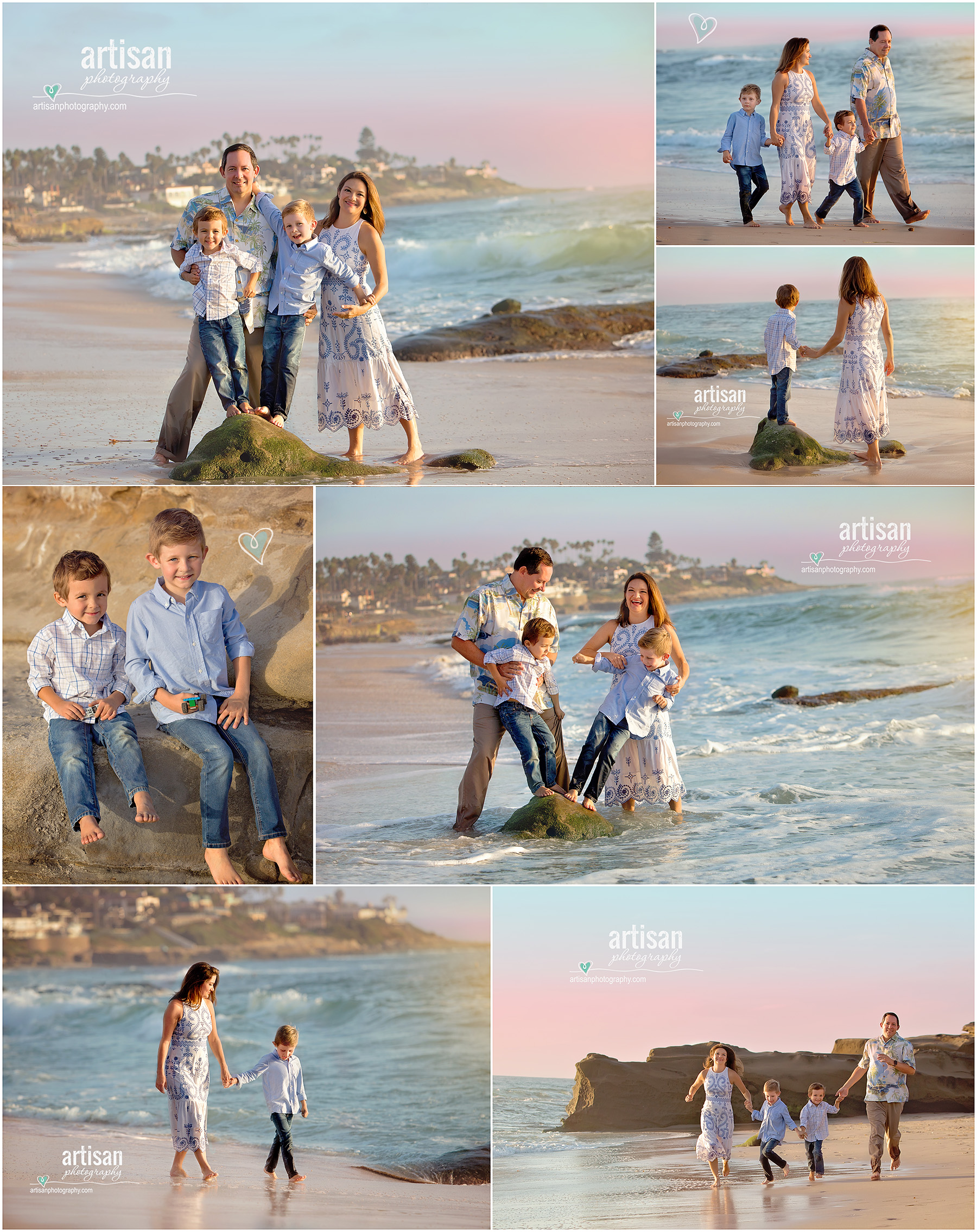 Beautiful family photoshoot on the beach, San Diego, La Jolla California beach. Beach family photographer