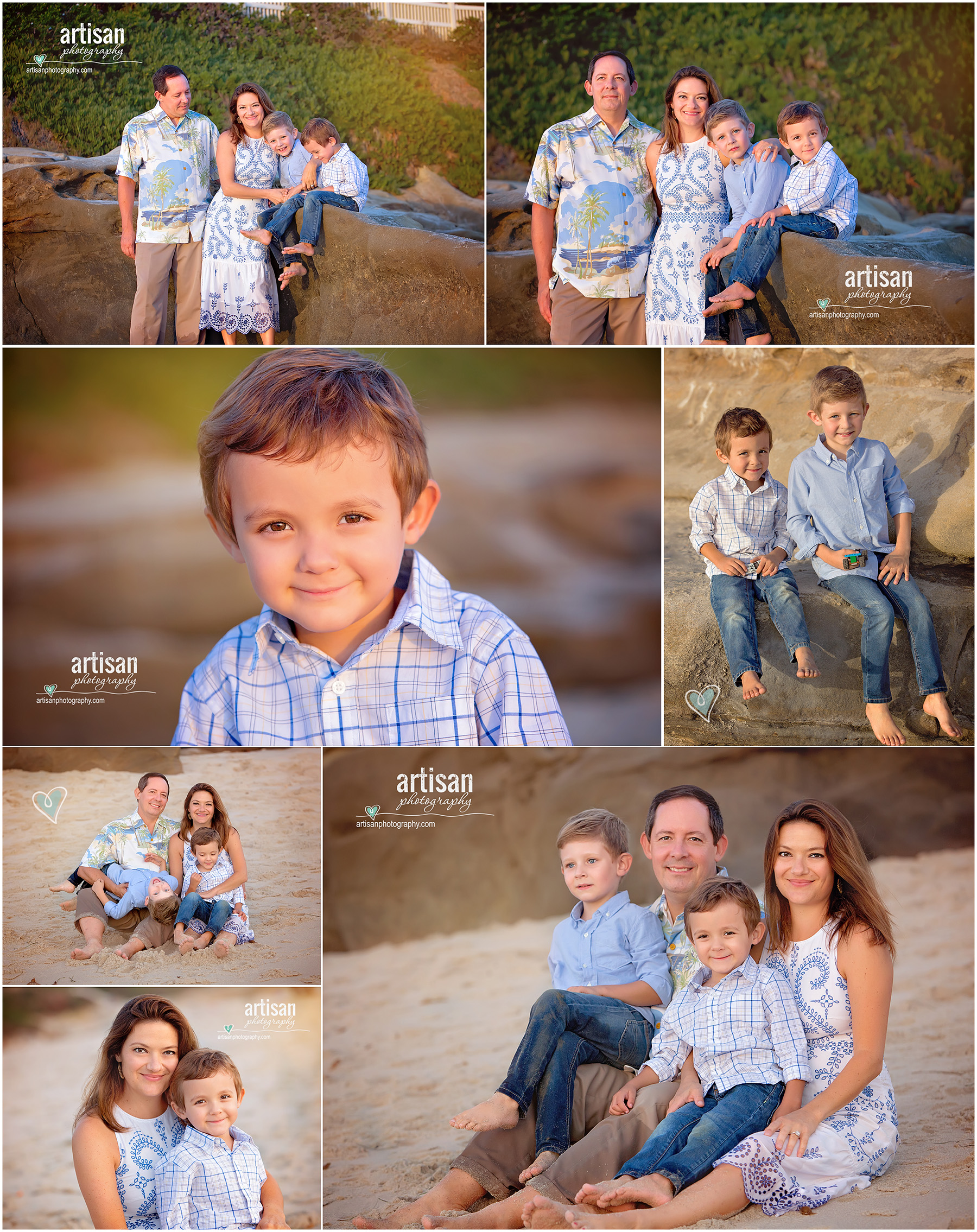 Beautiful family photoshoot on the beach, San Diego, La Jolla California beach. Beach family photographer two boys having fun on the beach