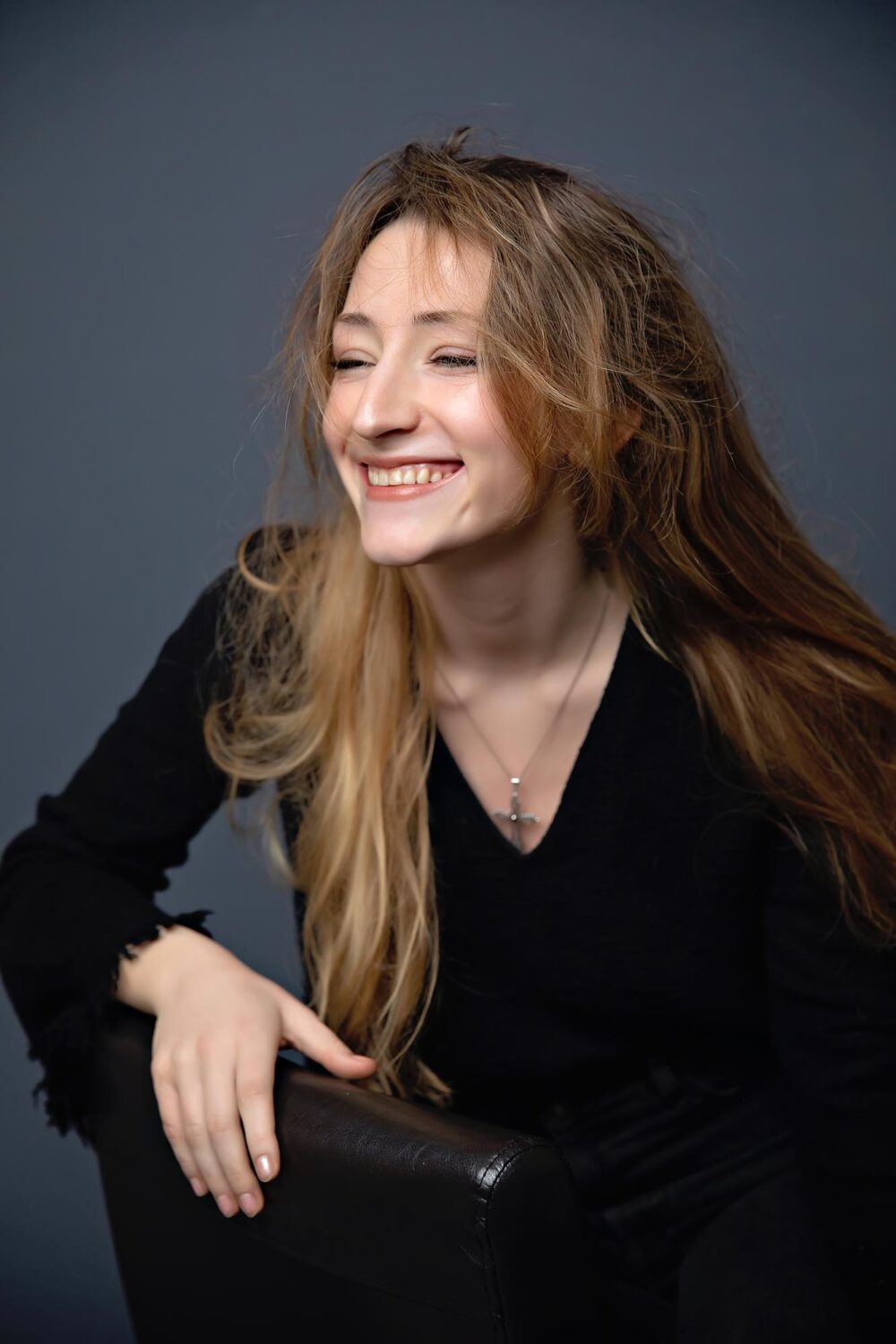 young women laughing happy portrait