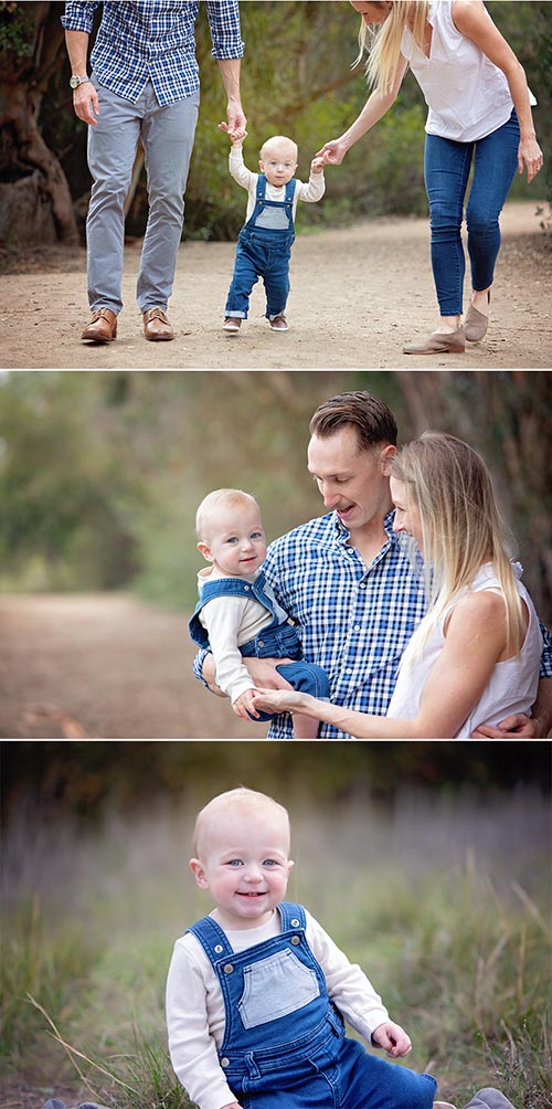 Family of three, having fun in nature